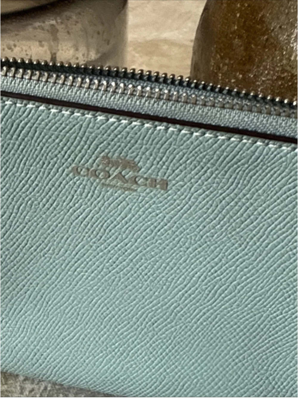 Coach Corner Zip Leather Wallet Wristlet Tiffany NWOT